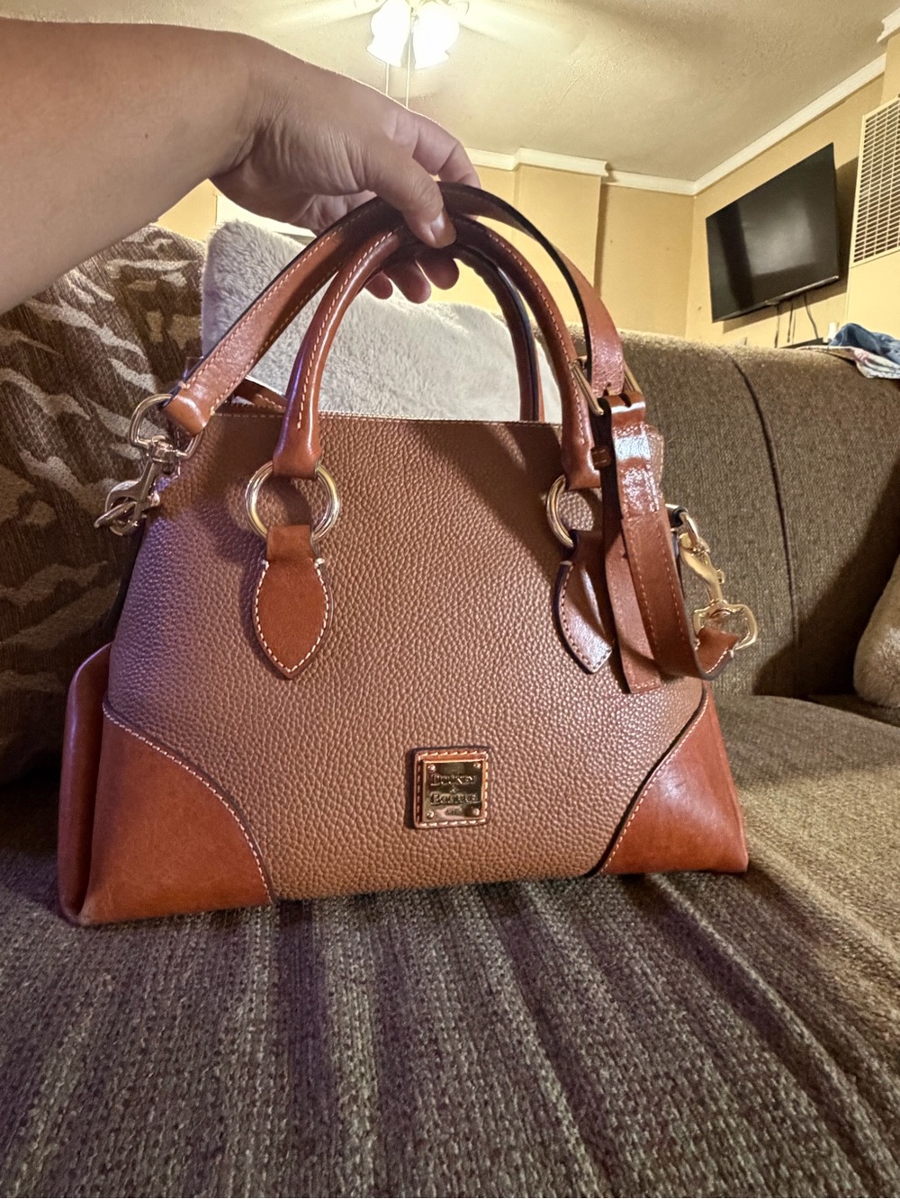 Dooney & Bourke Brown Pebbled Leather Satchel